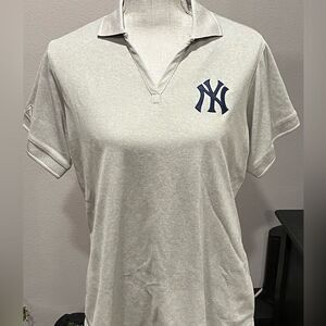 NWT New York Yankees Antigua Women's Tribute Polo Size Large Gray MLB Baseball